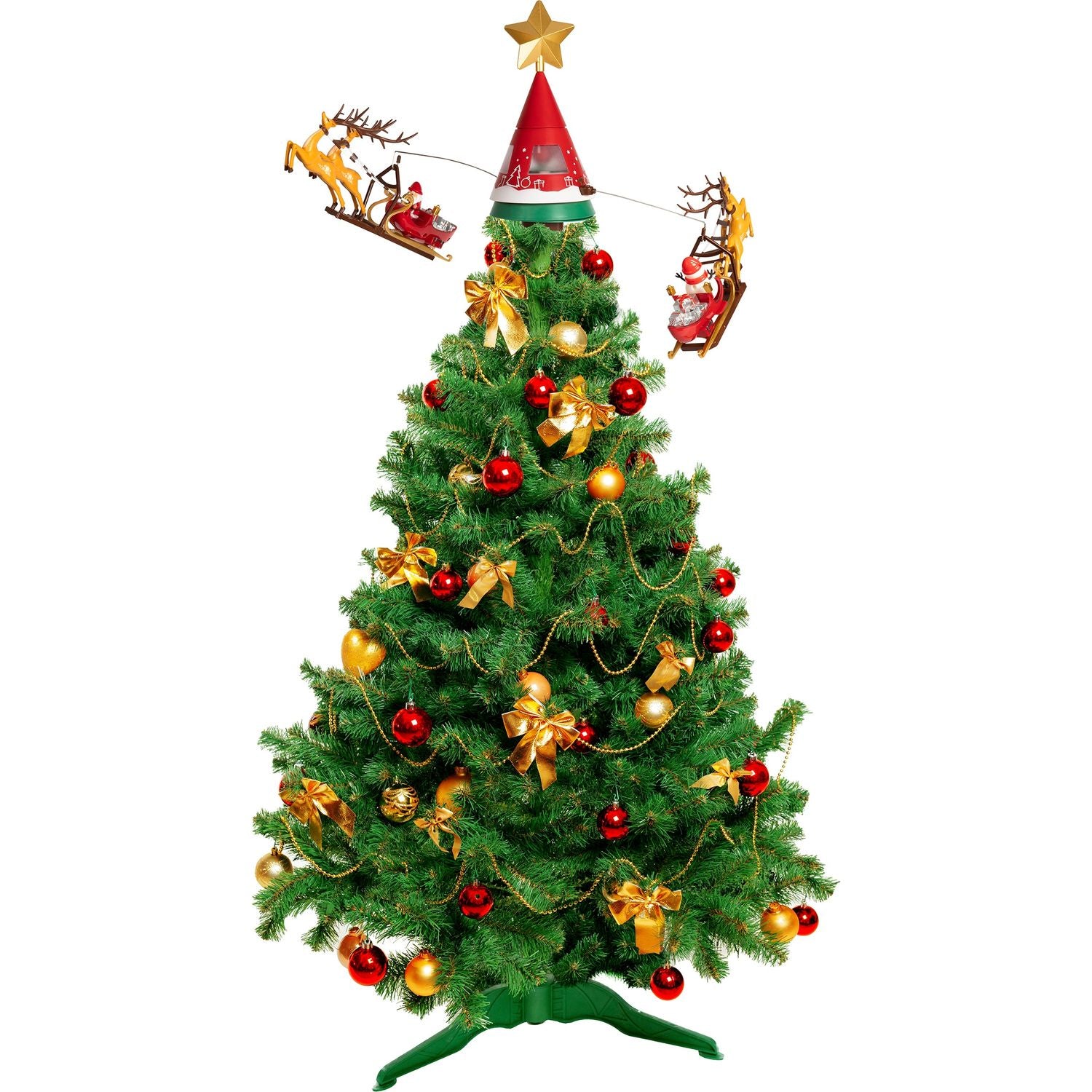 VESTIAMO CASA GRAN NATALE - Puntale Rotante con Slitte per Albero di Natale - h41x65 cm